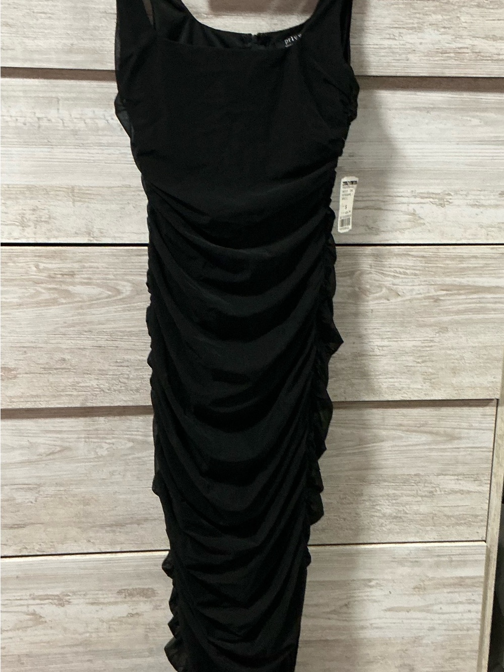 privy Black Ruched Midi Dress-Skirt